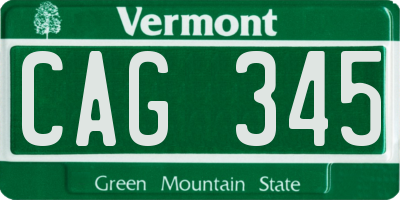 VT license plate CAG345