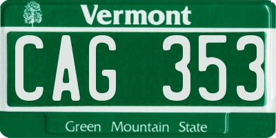 VT license plate CAG353