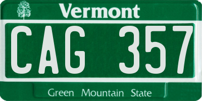 VT license plate CAG357