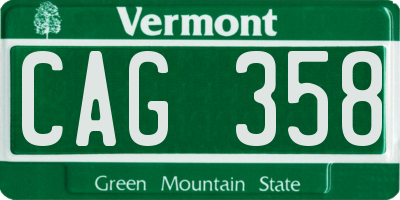 VT license plate CAG358