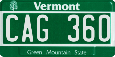 VT license plate CAG360