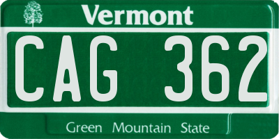 VT license plate CAG362