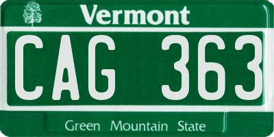 VT license plate CAG363