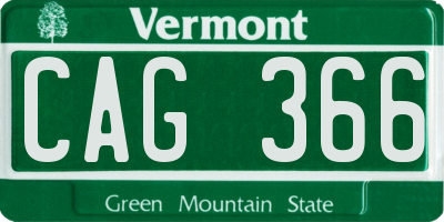 VT license plate CAG366