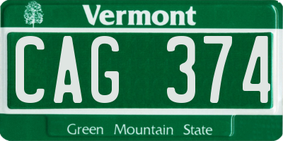 VT license plate CAG374