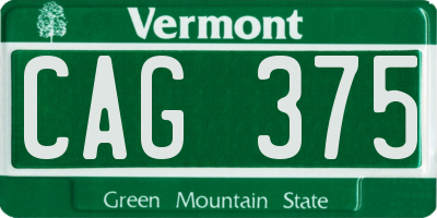 VT license plate CAG375