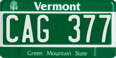 VT license plate CAG377
