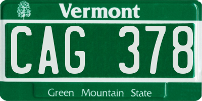 VT license plate CAG378