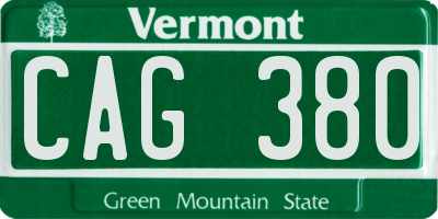 VT license plate CAG380