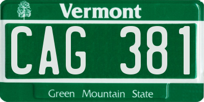 VT license plate CAG381