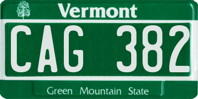 VT license plate CAG382
