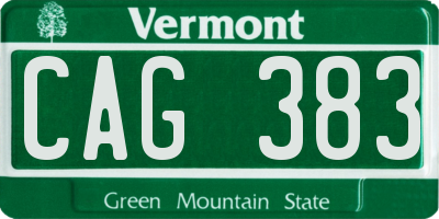 VT license plate CAG383