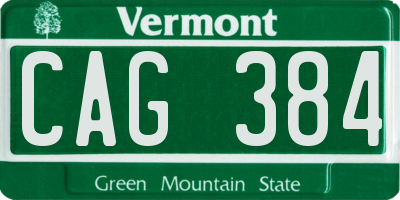 VT license plate CAG384