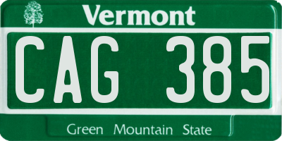 VT license plate CAG385