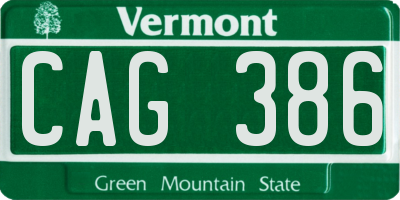 VT license plate CAG386