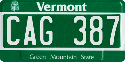 VT license plate CAG387