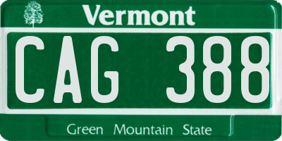 VT license plate CAG388