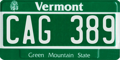 VT license plate CAG389