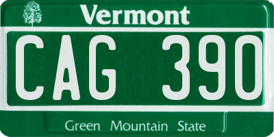 VT license plate CAG390