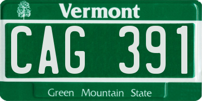 VT license plate CAG391