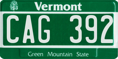 VT license plate CAG392