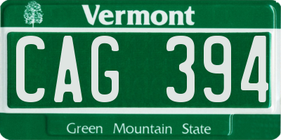 VT license plate CAG394