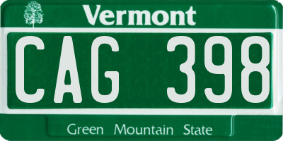 VT license plate CAG398