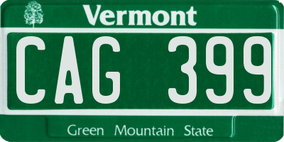 VT license plate CAG399