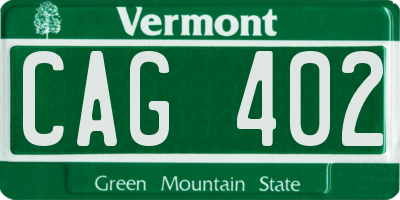 VT license plate CAG402