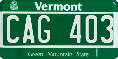 VT license plate CAG403