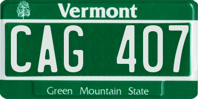 VT license plate CAG407
