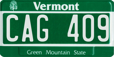 VT license plate CAG409