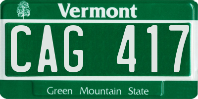VT license plate CAG417