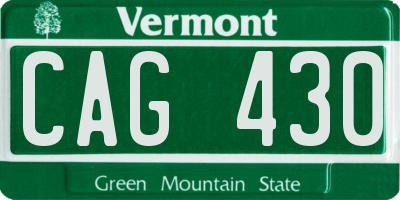 VT license plate CAG430
