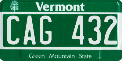 VT license plate CAG432