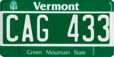 VT license plate CAG433