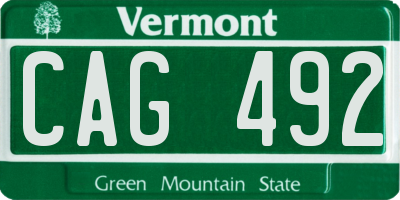 VT license plate CAG492