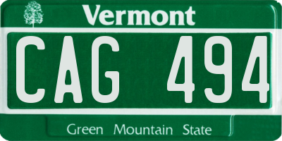 VT license plate CAG494