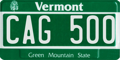 VT license plate CAG500