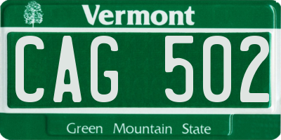 VT license plate CAG502