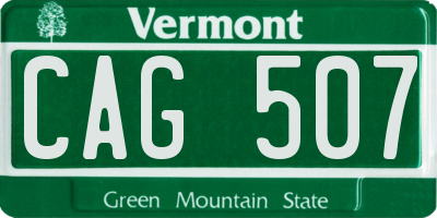 VT license plate CAG507