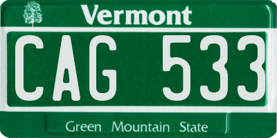 VT license plate CAG533