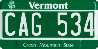 VT license plate CAG534