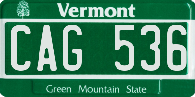 VT license plate CAG536