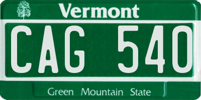 VT license plate CAG540