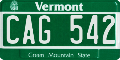 VT license plate CAG542