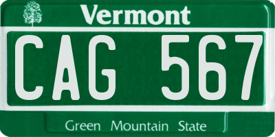 VT license plate CAG567