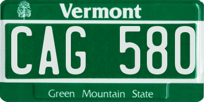 VT license plate CAG580
