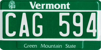 VT license plate CAG594