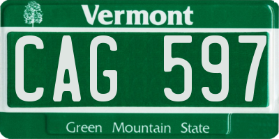 VT license plate CAG597